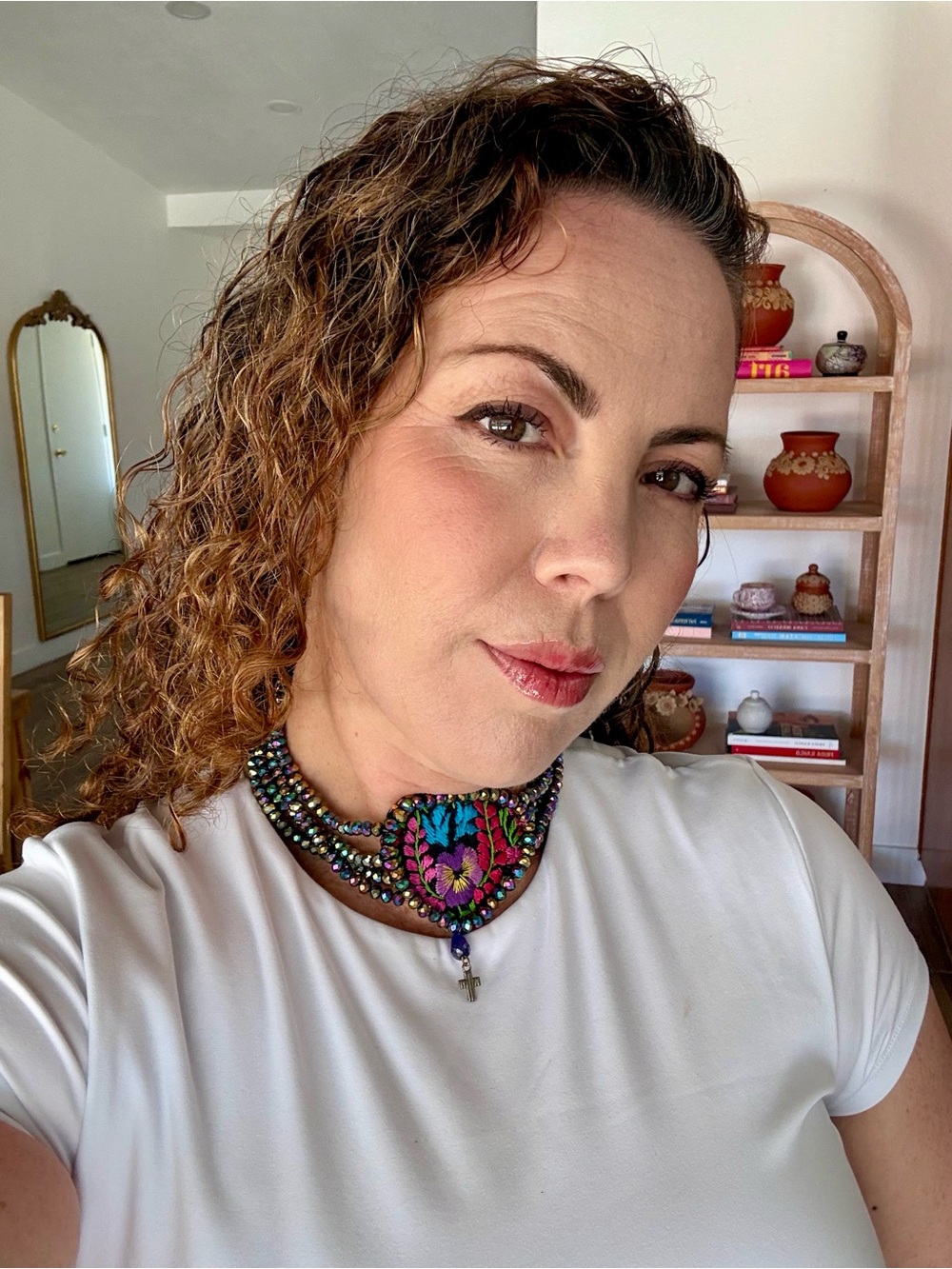Hand Embroidered heart Multicolor Beaded Heart Choker Necklace